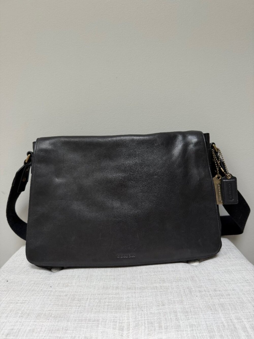 Coach "Bleecker" (70486) Black Leather Messenger Bag